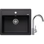 Blanco Legra 6 zlewozmywak 58,5x50 cm z Silgranit czarny z Blanco Mida bateria kuchenna stojąca chrom (526084, 517742) zdj.1