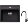 Blanco Legra 6 zlewozmywak 58,5x50 cm z Silgranit czarny z Oltens Litla bateria kuchenna stojąca czarny mat (526084, 35204300) zdj.1