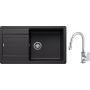Blanco Legra XL 6 S zlewozmywak 86x50 cm z Silgranit czarny z Oltens Lista bateria kuchenna stojąca z wyciąganą wylewką chrom (526087, 35202100) zdj.1