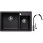 Blanco Legra 8 zlewozmywak 78x50 cm z Silgranit czarny z Blanco Mida bateria kuchenna stojąca chrom (526223, 517742) zdj.1