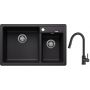Blanco Legra 8 zlewozmywak 78x50 cm z Silgranit czarny z Oltens Litla bateria kuchenna stojąca czarny mat (526223, 35204300) zdj.1