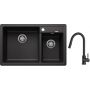 Blanco Legra 8 zlewozmywak 78x50 cm z Silgranit antracyt z Oltens Litla bateria kuchenna stojąca czarny mat (526224, 35204300) zdj.1
