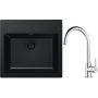 Zestaw Franke Sirius SID 610-49 zlewozmywak Tectonite 56x53 cm z baterią Franke czarny mat/chrom (1430702425, 1150693228) zdj.1