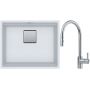 Franke Kanon KNG 110-52 zlewozmywak 52x42 cm Fragranite biały polarny z baterią kuchenną Eos Neo stal szlachetna (1250528614, 1150590045) zdj.1