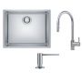 Zestaw Franke Maris 110-50 zlewozmywak stalowy 50x40 cm jedwab z baterią kuchenną Eos Neo i dozownikiem do płynów 350 ml (1220543996, 1150590045, 1120717084) zdj.1