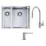 Zestaw Franke Box BXX 260/160-34-16 zlewozmywak stalowy 56x45 cm stal szczotkowana z baterią kuchenną Eos Neo i dozownikiem do płynów 350 ml (1270369916, 1150590045, 1120717084) zdj.1