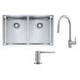 Zestaw Franke Box BXX 220/120 34-34 zlewozmywak stalowy 74x45 cm stal szczotkowana z baterią kuchenną Eos Neo i dozownikiem do płynów 350 ml (1270370188, 1150590045, 1120717084) zdj.1