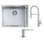 Zestaw Franke Box zlewozmywak stalowy 54x45 cm stal szlachetna z baterią kuchenną Smart Glenda Semi-Pro i dozownikiem do płynów 350 ml (1270453656, 1150747475, 1120717084) zdj.1