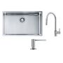 Zestaw Franke Box BXX 210/110-68 zlewozmywak stalowy 72,5x45 cm stal szczotkowana z baterią kuchenną Eos Neo i dozownikiem do płynów 350 ml (1270453658, 1150590045, 1120717084) zdj.1