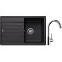 Blanco Legra 45 S zlewozmywak 78x50 cm Silgranit czarny z Blanco Mida bateria kuchenna stojąca chrom (526083;517742) zdj.1