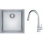 Zestaw Franke Maris MRX 110-40 zlewozmywak stalowy 40x40 cm z baterią Franke Lina Pull-Out stojącą chrom (115.0693.229, 122.0543.995) zdj.1