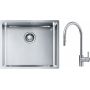 Zestaw Franke Box zlewozmywak stalowy 54x45 cm stal z baterią kuchenną stojąca z wyciąganą wylewką stal szlachetna (127.0453.656, 115.0590.045) zdj.1