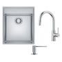 Zestaw Franke Maris MRX 210-40 TL zlewozmywak stalowy 43x51 cm stal szczotkowana z baterią kuchenną Smart Glenda J pull-out i dozownikiem do płynów 350 ml (1270544021, 1150747474, 1120717084) zdj.1