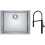 Zestaw Franke Maris 110-50 zlewozmywak stalowy 50x40 cm z baterią kuchenną Oltens Borga jedwab/czarny mat (1220543996, 35207300) zdj.1