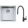 Franke Box BXX 210/110-40 zlewozmywak 45x44 cm stalowy z baterią kuchenną Eos czarna stal szlachetna (1270453654, 1150613671) zdj.1
