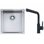 Franke Box BXX 210/110-40 zlewozmywak 45x44 cm stalowy z baterią kuchenną Urban czarny mat (1270453654, 1150627523) zdj.1