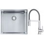 Franke Box BXX 210/110-45 zlewozmywak 49x45 cm stalowy z baterią kuchenną Lina chrom/szary (1270453655, 1150626087) zdj.1