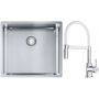 Franke Box BXX 210/110-45 zlewozmywak 49x45 cm stalowy z baterią kuchenną Lina chrom/biały (1270453655, 1150626088) zdj.1