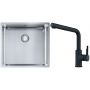 Franke Box BXX 210/110-45 zlewozmywak 49x45 cm stalowy z baterią kuchenną Urban czarny mat (1270453655, 1150627523) zdj.1