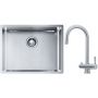 Franke Box BXX 110-54/ BXX 210-54 zlewozmywak 58x45 cm stalowy z baterią kuchenną Eos stal szlachetna (1270453660, 1200179979) zdj.1