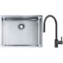 Franke Box BXX 110-54/ BXX 210-54 zlewozmywak 58x45 cm stalowy z baterią kuchenną Eos czarna stal szlachetna (1270453660, 1150613671) zdj.1