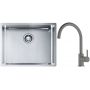 Franke Box BXX 110-54/ BXX 210-54 zlewozmywak 58x45 cm stalowy z baterią kuchenną Lina kamienny szary (1270453660, 1150626022) zdj.1