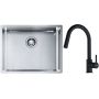 Franke Box BXX 110-54/ BXX 210-54 zlewozmywak 58x45 cm stalowy z baterią kuchenną Lina onyx (1270453660, 1150626055) zdj.1