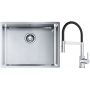 Franke Box BXX 110-54/ BXX 210-54 zlewozmywak 58x45 cm stalowy z baterią kuchenną Lina chrom/czarny (1270453660, 1150626085) zdj.1