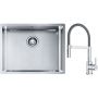 Franke Box BXX 110-54/ BXX 210-54 zlewozmywak 58x45 cm stalowy z baterią kuchenną Lina chrom/szary (1270453660, 1150626087) zdj.1