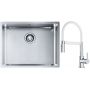 Franke Box BXX 110-54/ BXX 210-54 zlewozmywak 58x45 cm stalowy z baterią kuchenną Lina chrom/biały (1270453660, 1150626088) zdj.1