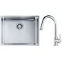 Franke Box BXX 110-54/ BXX 210-54 zlewozmywak 58x45 cm stalowy z baterią kuchenną Lina chrom (1270453660, 1150693229) zdj.1