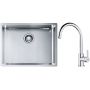 Franke Box BXX 110-54/ BXX 210-54 zlewozmywak 58x45 cm stalowy z baterią kuchenną Lina chrom (1270453660, 1150693228) zdj.1