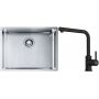 Franke Box BXX 110-54/ BXX 210-54 zlewozmywak 58x45 cm stalowy z baterią kuchenną Lina czarny mat (1270453660, 1150712435) zdj.1