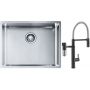 Franke Box BXX 110-54/ BXX 210-54 zlewozmywak 58x45 cm stalowy z baterią kuchenną Vital Semi-Pro czarny mat/stal (1270453660, 1200621313) zdj.1