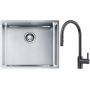 Franke Box BXX 110-50/BXX 210-50 zlewozmywak 54x45 cm stalowy z baterią kuchenną Eos czarna stal szlachetna (1270453656, 1150613671) zdj.1