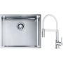 Franke Box BXX 110-50/BXX 210-50 zlewozmywak 54x45 cm stalowy z baterią kuchenną Lina chrom/biały (1270453656, 1150626088) zdj.1