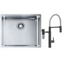 Franke Box BXX 110-50/BXX 210-50 zlewozmywak 54x45 cm stalowy z baterią kuchenną Vital Semi-Pro czarny mat/stal (1270453656, 1200621313) zdj.1