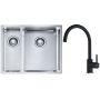 Franke Box BXX 260/160-34-16 zlewozmywak 56x45 cm stalowy z baterią kuchenną Lina czarny mat (1270369916, 1150626019) zdj.1