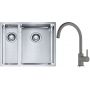 Franke Box BXX 260/160-34-16 zlewozmywak 56x45 cm stalowy z baterią kuchenną Lina kamienny szary (1270369916, 1150626022) zdj.1