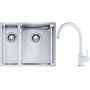 Franke Box BXX 260/160-34-16 zlewozmywak 56x45 cm stalowy z baterią kuchenną Lina biały polarny (1270369916, 1150626024) zdj.1