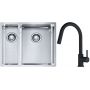 Franke Box BXX 260/160-34-16 zlewozmywak 56x45 cm stalowy z baterią kuchenną Lina czarny mat (1270369916, 1150626053) zdj.1