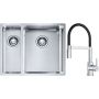 Franke Box BXX 260/160-34-16 zlewozmywak 56x45 cm stalowy z baterią kuchenną Lina chrom/czarny (1270369916, 1150626085) zdj.1