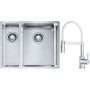 Franke Box BXX 260/160-34-16 zlewozmywak 56x45 cm stalowy z baterią kuchenną Lina chrom/biały (1270369916, 1150626088) zdj.1