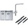 Franke Box BXX 260/160-34-16 zlewozmywak 56x45 cm stalowy z baterią kuchenną Neptune Clear Water chrom i zestawem noży kuchennych (1270369916, 1150370689, 1120545792) zdj.1
