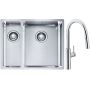 Franke Box BXX 260/160-34-16 zlewozmywak 56x45 cm stalowy z baterią kuchenną Pescara L Slide-In chrom (1270369916, 1150538940) zdj.1