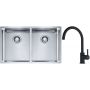 Franke Box BXX 220/120 34-34 zlewozmywak 74x45 cm stalowy z baterią kuchenną Lina czarny mat (1270370188, 1150626019) zdj.1