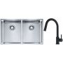 Franke Box BXX 220/120 34-34 zlewozmywak 74x45 cm stalowy z baterią kuchenną Lina czarny mat (1270370188, 1150626053) zdj.1