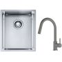 Franke Box BXX 210/110-34 zlewozmywak 38x45 cm stalowy z baterią kuchenną Lina kamienny szary (1270453653, 1150626057) zdj.1