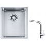 Franke Box BXX 210/110-34 zlewozmywak 38x45 cm stalowy z baterią kuchenną Lina chrom (1270453653, 1150693230) zdj.1