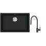 Franke Maris MRG 110-62 zlewozmywak 62x40 cm Fragranite czarny mat z baterią kuchenną Eos czarna stal szlachetna (1250687256, 1150613671) zdj.1